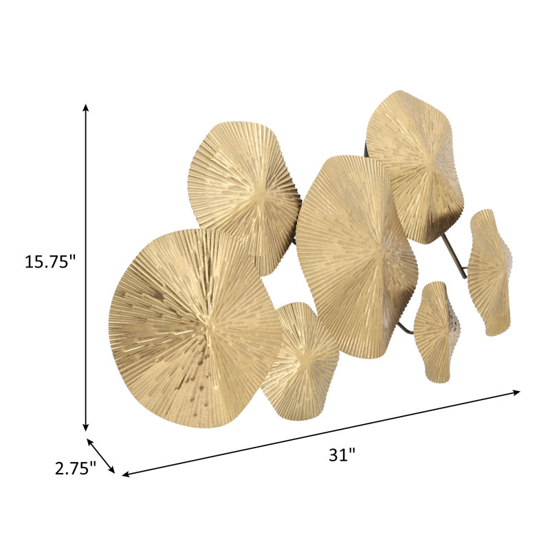 Dakota Fields Gold Lily Paid 16" Metal Wall Decor Contemporary Gold